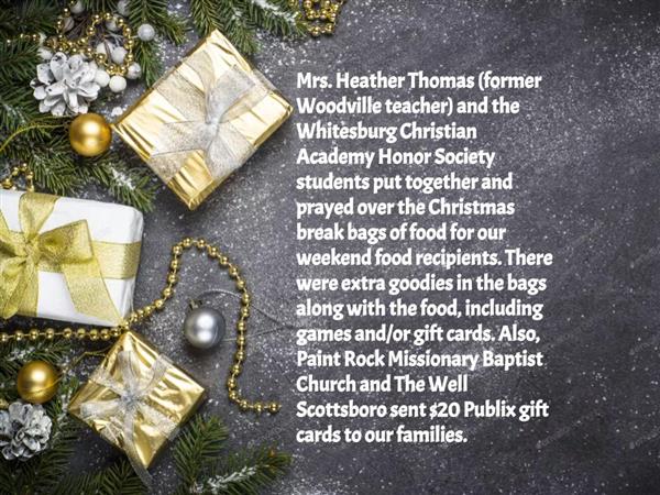 Whitesburg Christian Food Donation
